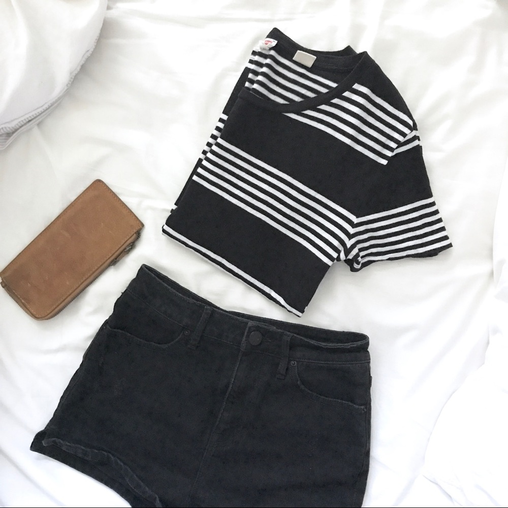 Levi's Black and White Striped Tee in size Small